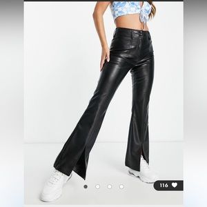 NWT Topshop faux leather buttoned flare pants with front slit 6